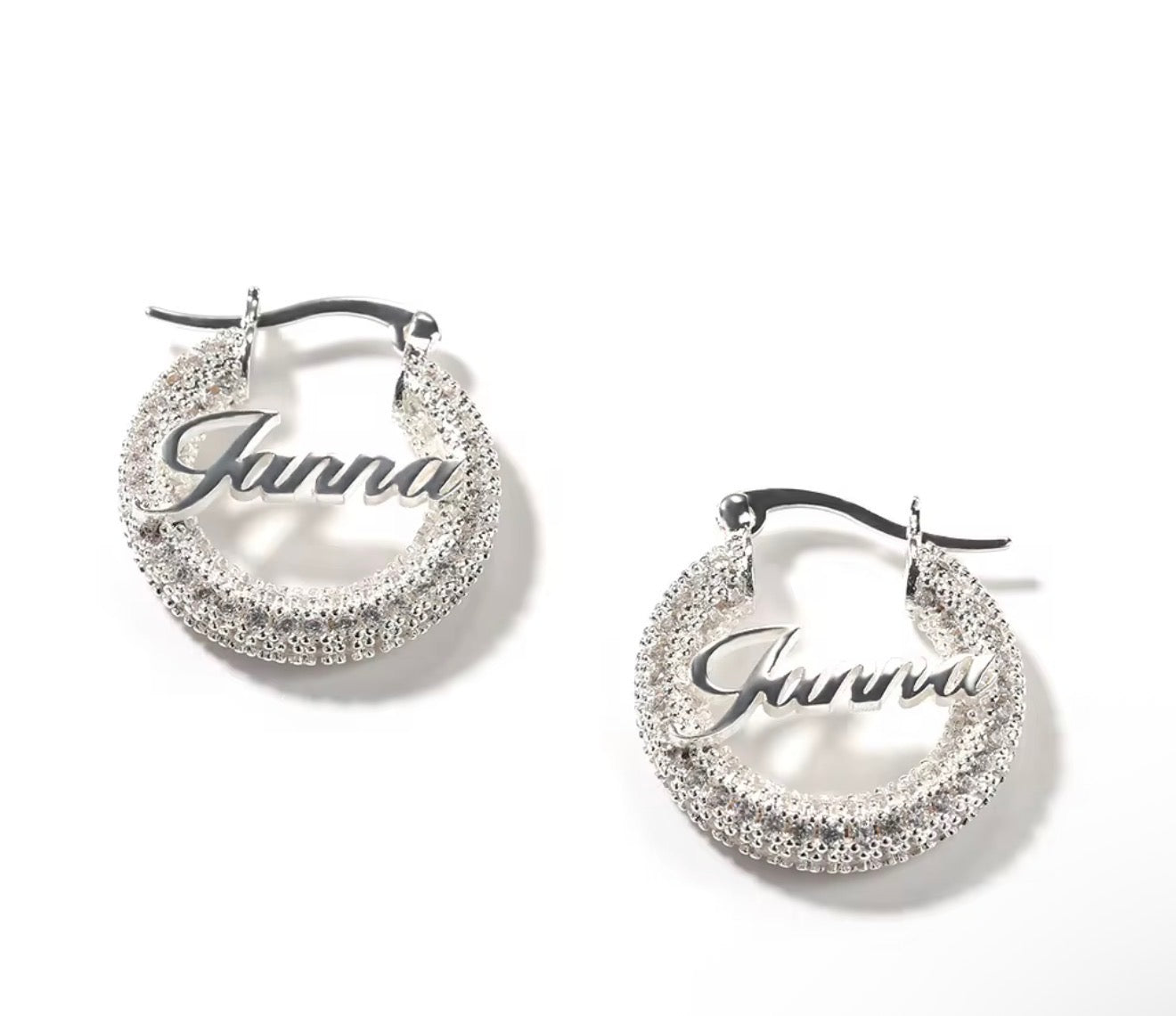 Rhinestone Name Hoops